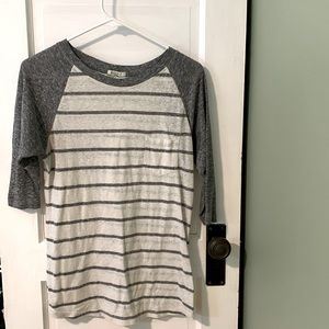 Medium, Striped Gray & White Baseball Tee from Forever 21